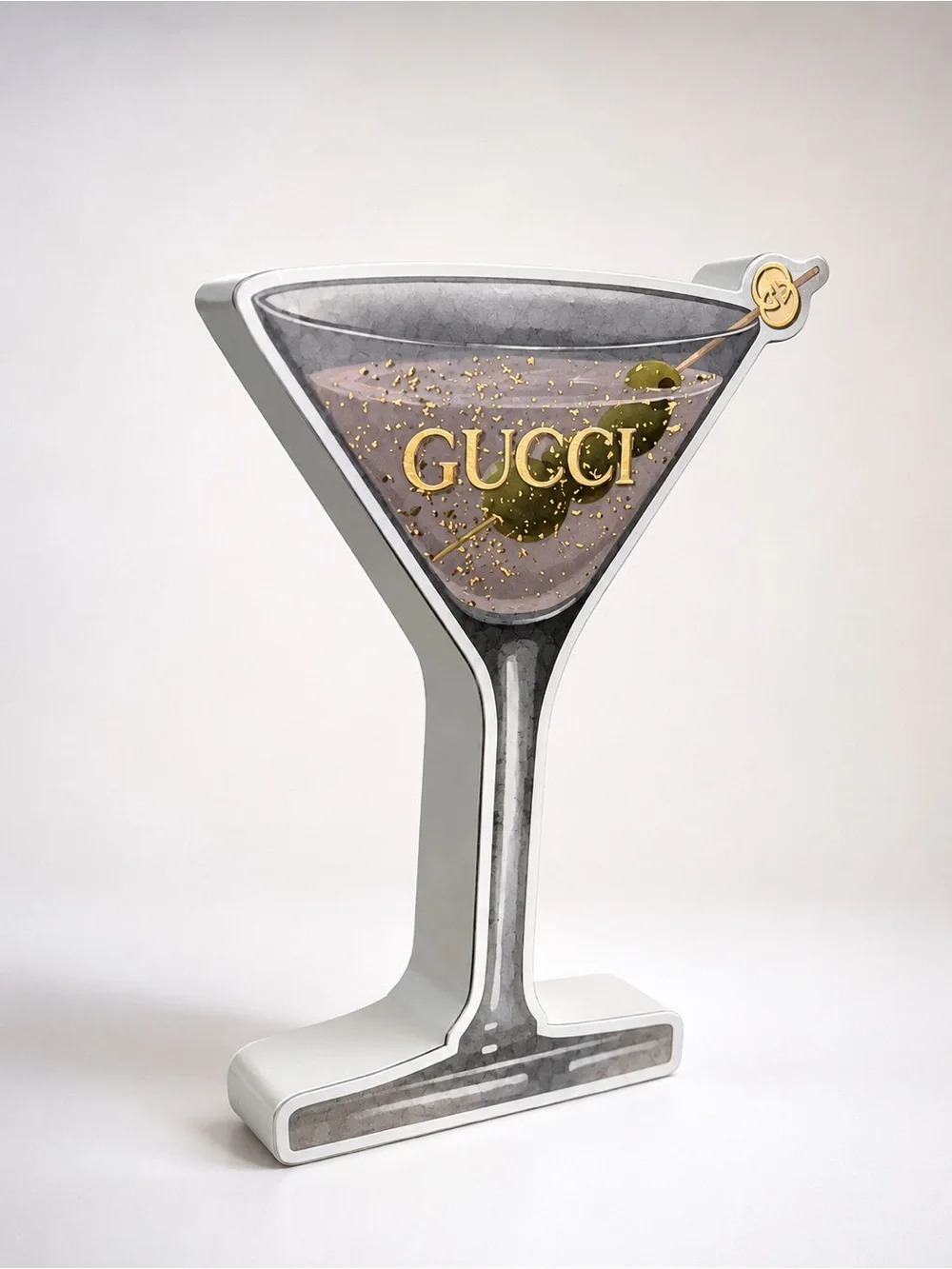 GUCCI Gray and Gold Martini Glass Decorative Accent